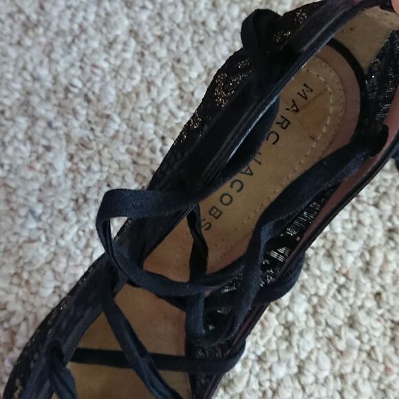 Marc Jacobs Black Mesh Patent Leather Gold Print size 37 - Picture 7 of 11